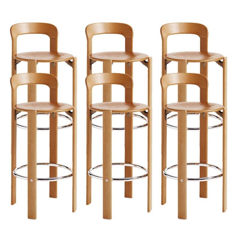 Round Low Back Dining Stools Plastic Barstools with Footrest