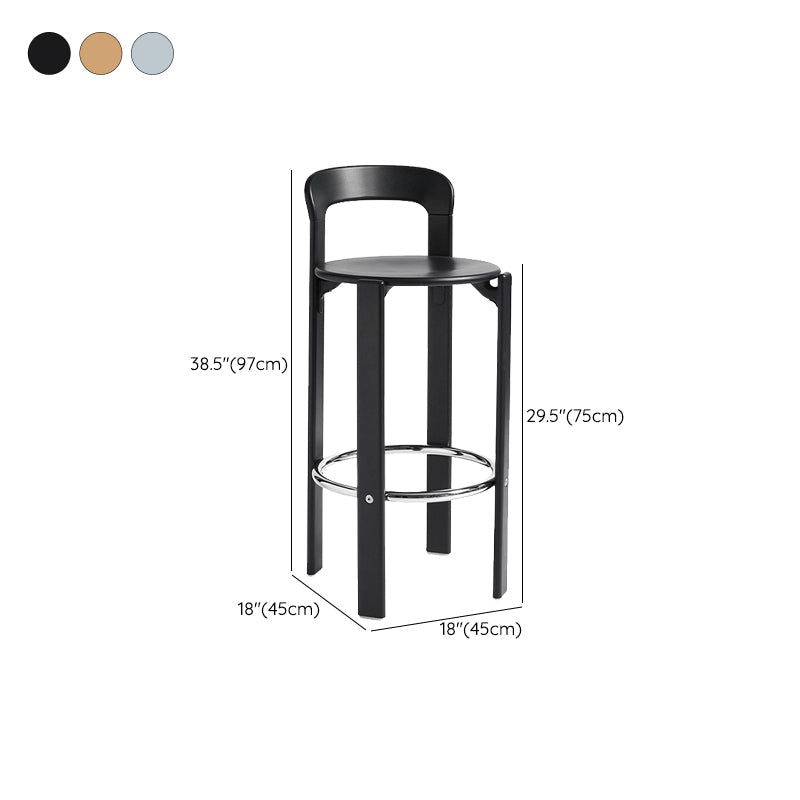 Round Low Back Dining Stools Plastic Barstools with Footrest