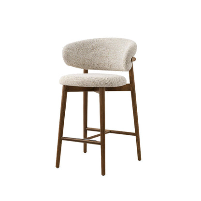 Solid Wood Dining Stools White Upholstered Bar Stools with Footrest