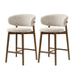 Solid Wood Dining Stools White Upholstered Bar Stools with Footrest