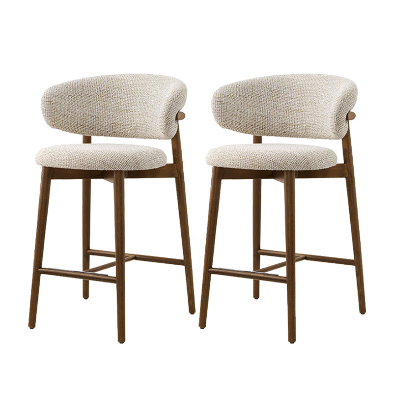 Solid Wood Dining Stools White Upholstered Bar Stools with Footrest