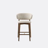 Solid Wood Dining Stools White Upholstered Bar Stools with Footrest