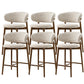 Solid Wood Dining Stools White Upholstered Bar Stools with Footrest