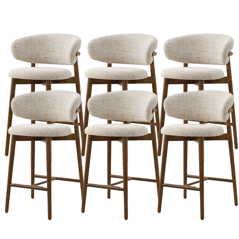 Solid Wood Dining Stools White Upholstered Bar Stools with Footrest