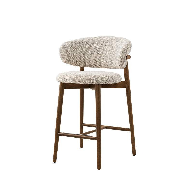 Solid Wood Dining Stools White Upholstered Bar Stools with Footrest