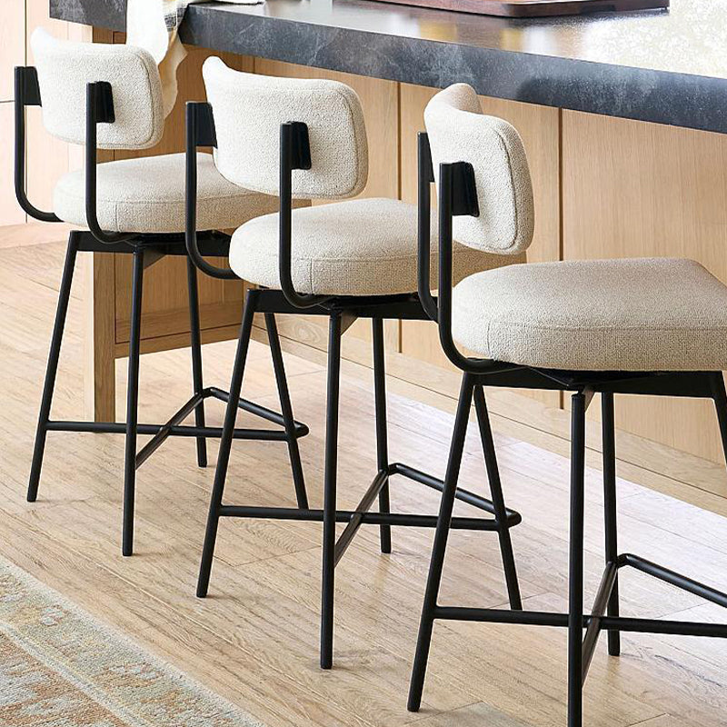 Lage rug dineren krukken gestoffeerde barkrukken met metalen basis