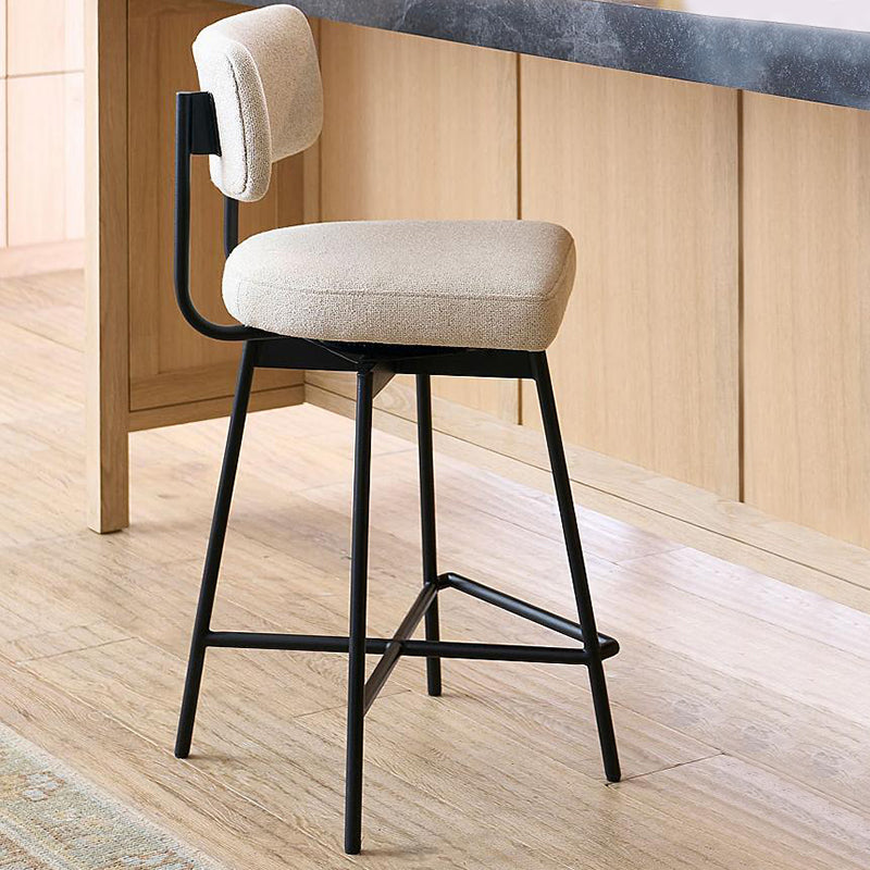 Low Back Dining Stools Upholstered Bar Stools with Metal Base Light Gray 1 Piece Clearhalo 'Bar Furniture' 'Bar Stools' 'bar_stools' 'furn' 'furn_bar_stools' 'Furniture' 'Kitchen & Dining Furniture' 7288748