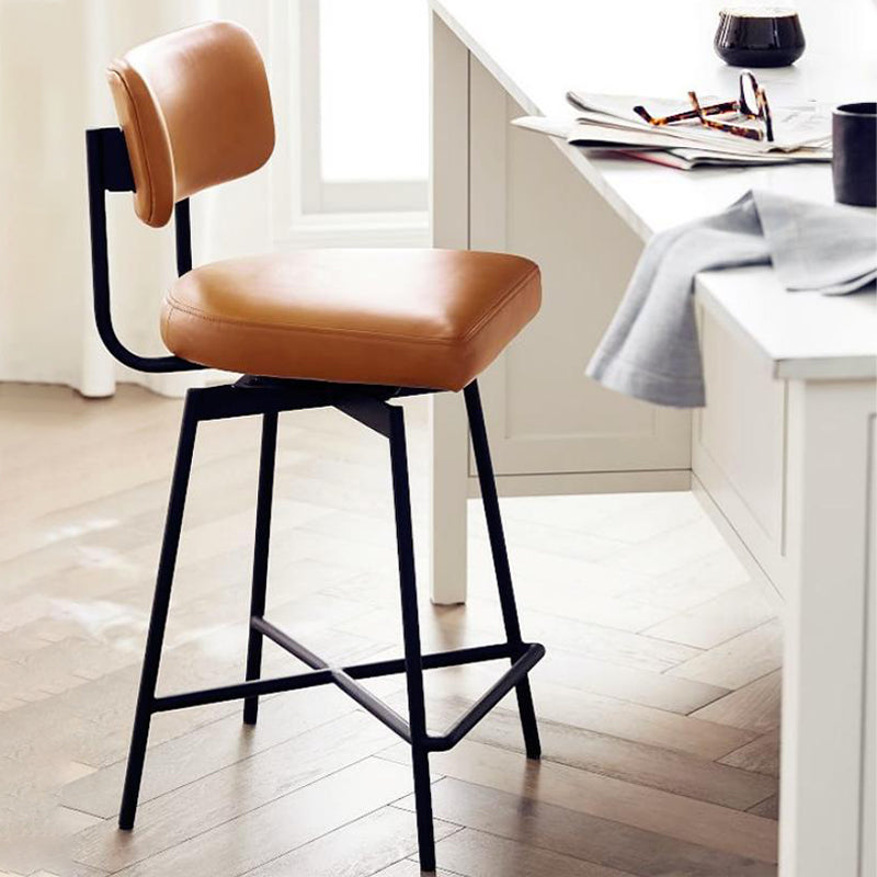 Low Back Dining Stools Upholstered Bar Stools with Metal Base Orange 1 Piece Clearhalo 'Bar Furniture' 'Bar Stools' 'bar_stools' 'furn' 'furn_bar_stools' 'Furniture' 'Kitchen & Dining Furniture' 7288757