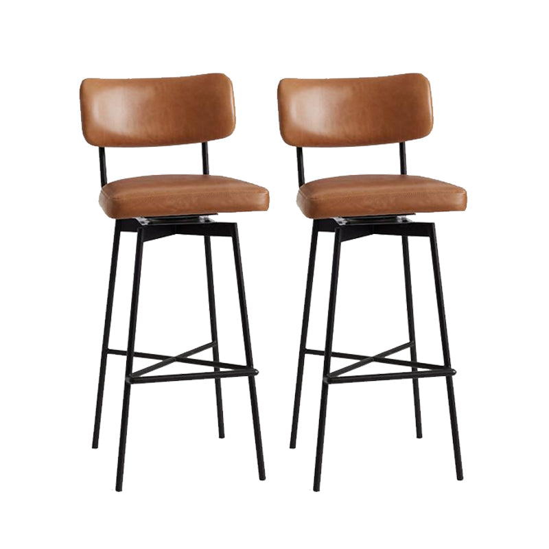Low Back Dining Stools Upholstered Bar Stools with Metal Base Orange 2 Piece Set Clearhalo 'Bar Furniture' 'Bar Stools' 'bar_stools' 'furn' 'furn_bar_stools' 'Furniture' 'Kitchen & Dining Furniture' 7288759