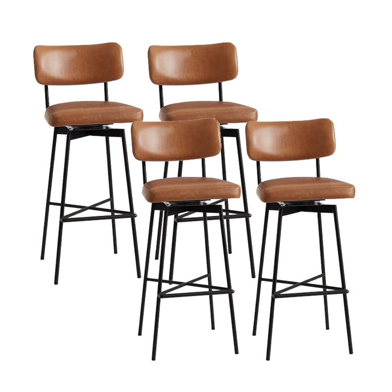 Low Back Dining Stools Upholstered Bar Stools with Metal Base Orange 4 Piece Set Clearhalo 'Bar Furniture' 'Bar Stools' 'bar_stools' 'furn' 'furn_bar_stools' 'Furniture' 'Kitchen & Dining Furniture' 7288761