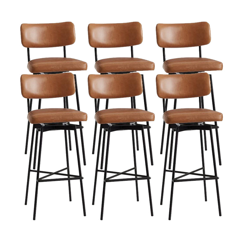 Low Back Dining Stools Upholstered Bar Stools with Metal Base Orange 6 Piece Set Clearhalo 'Bar Furniture' 'Bar Stools' 'bar_stools' 'furn' 'furn_bar_stools' 'Furniture' 'Kitchen & Dining Furniture' 7288763