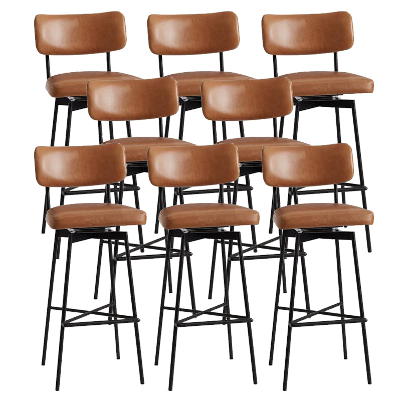 Low Back Dining Stools Upholstered Bar Stools with Metal Base Orange 8 Piece Set Clearhalo 'Bar Furniture' 'Bar Stools' 'bar_stools' 'furn' 'furn_bar_stools' 'Furniture' 'Kitchen & Dining Furniture' 7288765