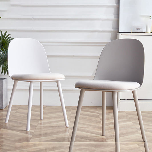 Modern Simple Side Chair Upholstered Dining Chair with Plastic Base for Kitchen