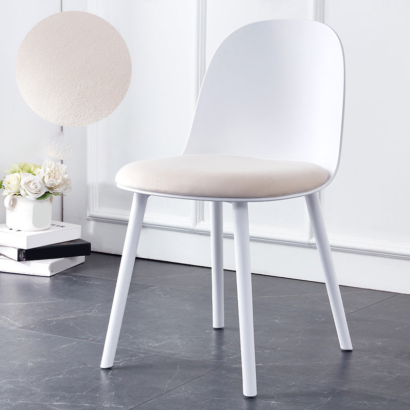 Modern Simple Side Chair Upholstered Dining Chair with Plastic Base for Kitchen