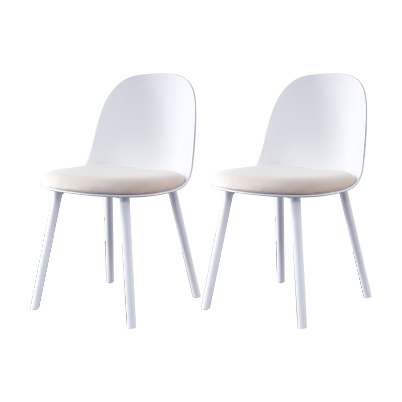 Modern Simple Side Chair Upholstered Dining Chair with Plastic Base for Kitchen