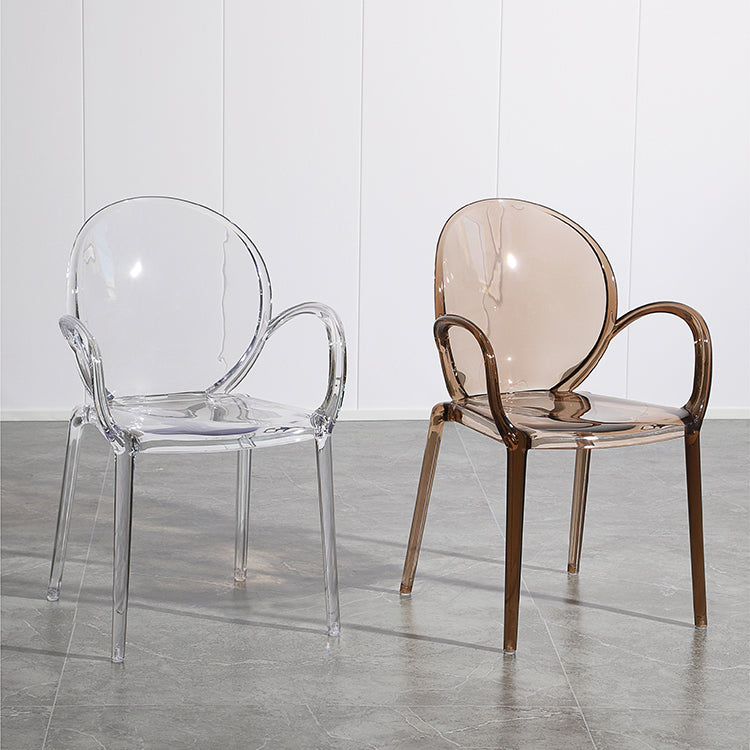 Modern Simple Arm Chair Plastic Base Stackable Dining Chair for Kitchen Clearhalo 'Dining Chairs' 'Dining Tables & Seating' 'dining_chair' 'furn' 'furn_dining_chair' 'Furniture' 'Kitchen & Dining Furniture' 7289260