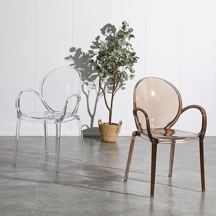 Modern Simple Arm Chair Plastic Base Stackable Dining Chair for Kitchen Clearhalo 'Dining Chairs' 'Dining Tables & Seating' 'dining_chair' 'furn' 'furn_dining_chair' 'Furniture' 'Kitchen & Dining Furniture' 7289262