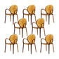 Modern Simple Arm Chair Plastic Base Stackable Dining Chair for Kitchen Brown 8 Piece Set Clearhalo 'Dining Chairs' 'Dining Tables & Seating' 'dining_chair' 'furn' 'furn_dining_chair' 'Furniture' 'Kitchen & Dining Furniture' 7289263