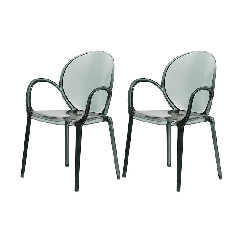 Modern Simple Arm Chair Plastic Base Stackable Dining Chair for Kitchen Green 2 Piece Set Clearhalo 'Dining Chairs' 'Dining Tables & Seating' 'dining_chair' 'furn' 'furn_dining_chair' 'Furniture' 'Kitchen & Dining Furniture' 7289267