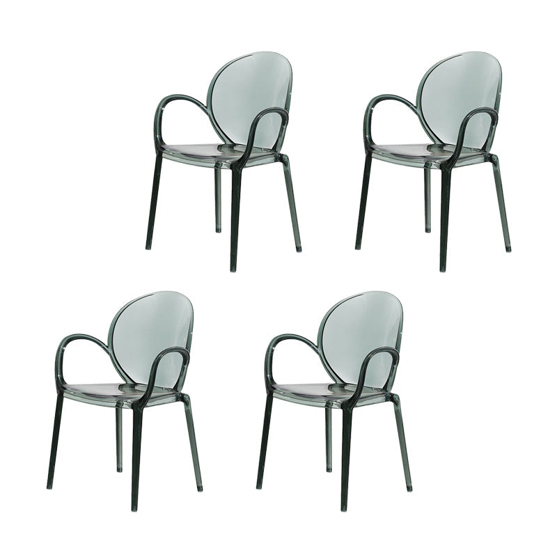 Modern Simple Arm Chair Plastic Base Stackable Dining Chair for Kitchen Green 4 Piece Set Clearhalo 'Dining Chairs' 'Dining Tables & Seating' 'dining_chair' 'furn' 'furn_dining_chair' 'Furniture' 'Kitchen & Dining Furniture' 7289269