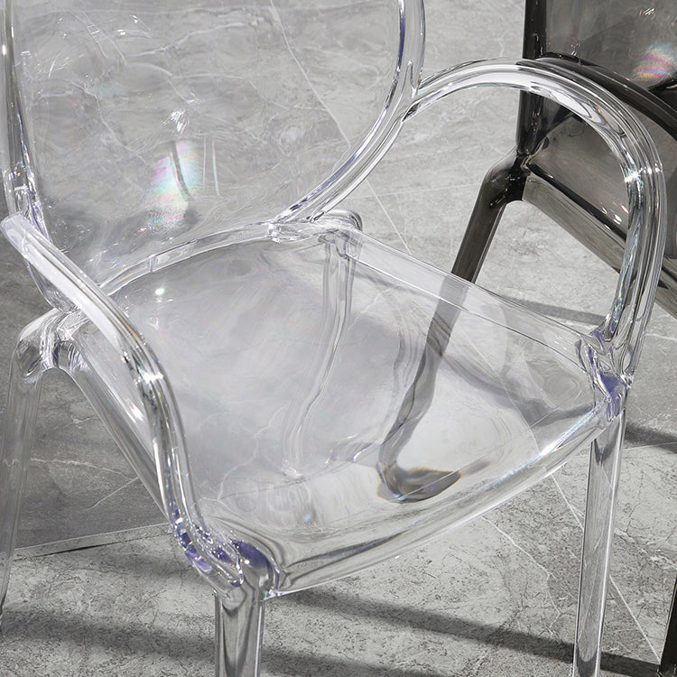 Modern Simple Arm Chair Plastic Base Stackable Dining Chair for Kitchen Clearhalo 'Dining Chairs' 'Dining Tables & Seating' 'dining_chair' 'furn' 'furn_dining_chair' 'Furniture' 'Kitchen & Dining Furniture' 7289270