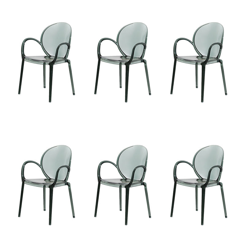 Modern Simple Arm Chair Plastic Base Stackable Dining Chair for Kitchen Green 6 Piece Set Clearhalo 'Dining Chairs' 'Dining Tables & Seating' 'dining_chair' 'furn' 'furn_dining_chair' 'Furniture' 'Kitchen & Dining Furniture' 7289271
