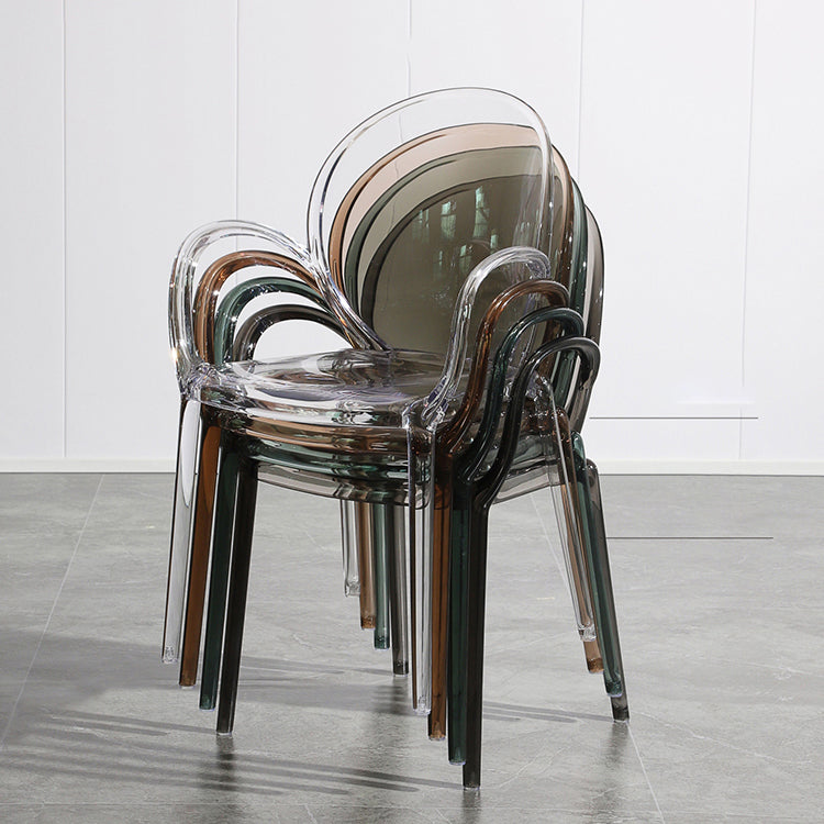 Modern Simple Arm Chair Plastic Base Stackable Dining Chair for Kitchen Clearhalo 'Dining Chairs' 'Dining Tables & Seating' 'dining_chair' 'furn' 'furn_dining_chair' 'Furniture' 'Kitchen & Dining Furniture' 7289272