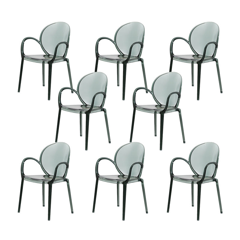 Modern Simple Arm Chair Plastic Base Stackable Dining Chair for Kitchen Green 8 Piece Set Clearhalo 'Dining Chairs' 'Dining Tables & Seating' 'dining_chair' 'furn' 'furn_dining_chair' 'Furniture' 'Kitchen & Dining Furniture' 7289273