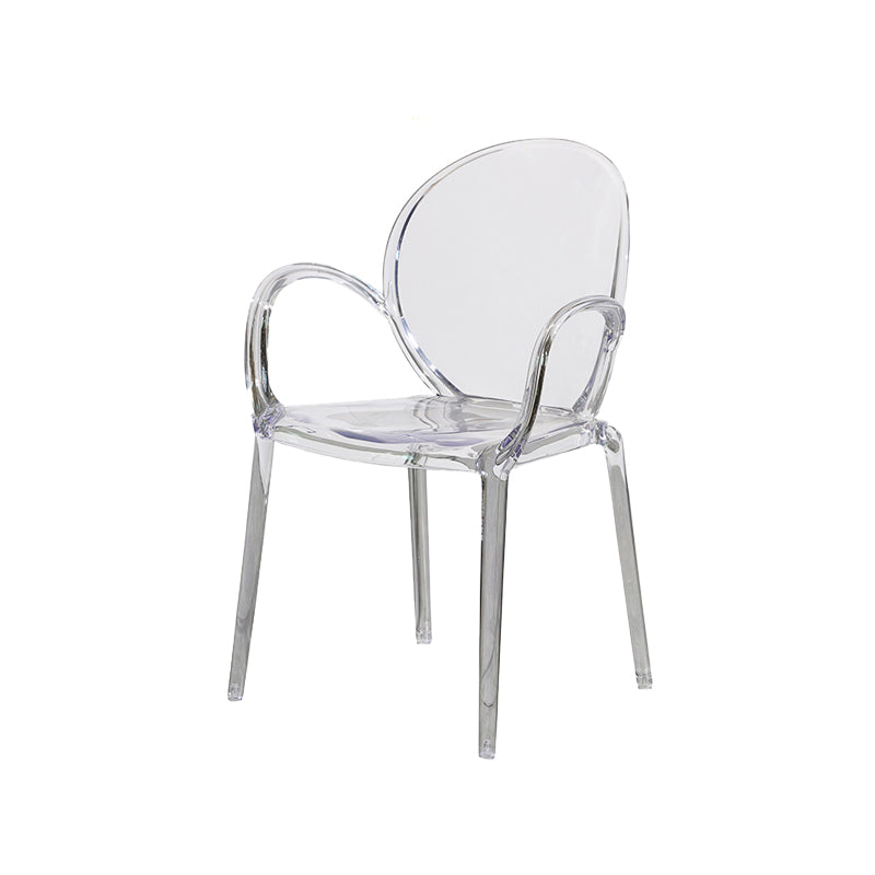 Modern Simple Arm Chair Plastic Base Stackable Dining Chair for Kitchen Clear 1 Piece Clearhalo 'Dining Chairs' 'Dining Tables & Seating' 'dining_chair' 'furn' 'furn_dining_chair' 'Furniture' 'Kitchen & Dining Furniture' 7289275