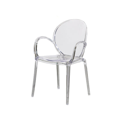 Modern Simple Arm Chair Plastic Base Stackable Dining Chair for Kitchen Clear 1 Piece Clearhalo 'Dining Chairs' 'Dining Tables & Seating' 'dining_chair' 'furn' 'furn_dining_chair' 'Furniture' 'Kitchen & Dining Furniture' 7289275