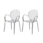 Modern Simple Arm Chair Plastic Base Stackable Dining Chair for Kitchen Clear 2 Piece Set Clearhalo 'Dining Chairs' 'Dining Tables & Seating' 'dining_chair' 'furn' 'furn_dining_chair' 'Furniture' 'Kitchen & Dining Furniture' 7289276