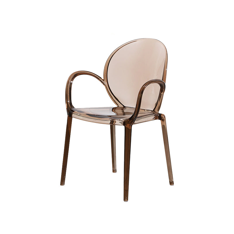 Modern Simple Arm Chair Plastic Base Stackable Dining Chair for Kitchen Coffee 1 Piece Clearhalo 'Dining Chairs' 'Dining Tables & Seating' 'dining_chair' 'furn' 'furn_dining_chair' 'Furniture' 'Kitchen & Dining Furniture' 7289285