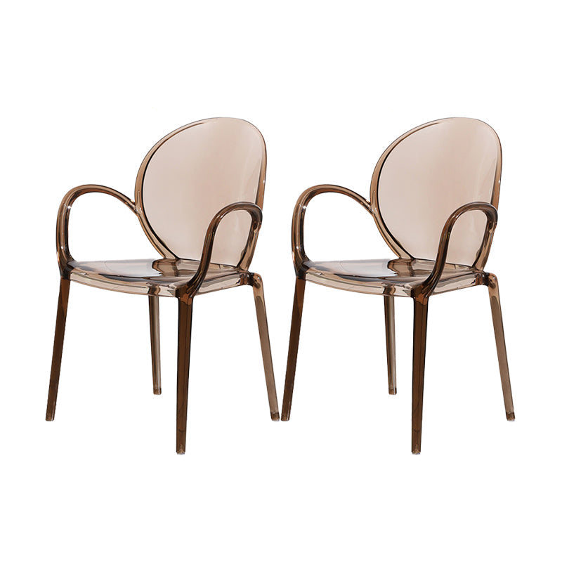 Modern Simple Arm Chair Plastic Base Stackable Dining Chair for Kitchen Coffee 2 Piece Set Clearhalo 'Dining Chairs' 'Dining Tables & Seating' 'dining_chair' 'furn' 'furn_dining_chair' 'Furniture' 'Kitchen & Dining Furniture' 7289286