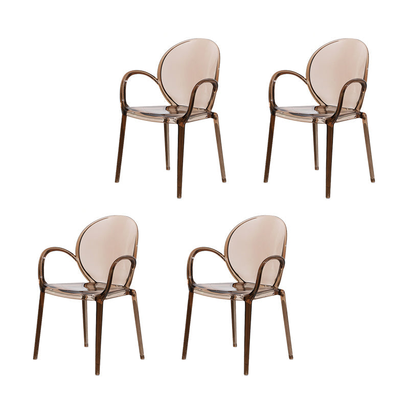 Modern Simple Arm Chair Plastic Base Stackable Dining Chair for Kitchen Coffee 4 Piece Set Clearhalo 'Dining Chairs' 'Dining Tables & Seating' 'dining_chair' 'furn' 'furn_dining_chair' 'Furniture' 'Kitchen & Dining Furniture' 7289287