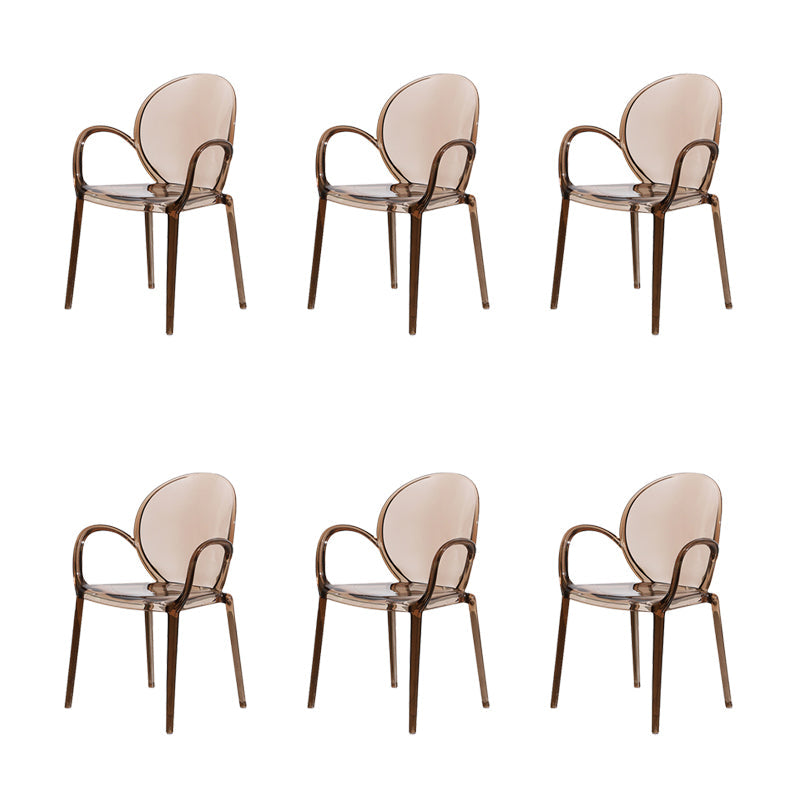 Modern Simple Arm Chair Plastic Base Stackable Dining Chair for Kitchen Coffee 6 Piece Set Clearhalo 'Dining Chairs' 'Dining Tables & Seating' 'dining_chair' 'furn' 'furn_dining_chair' 'Furniture' 'Kitchen & Dining Furniture' 7289288