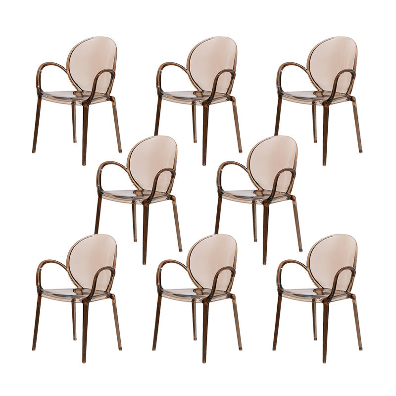 Modern Simple Arm Chair Plastic Base Stackable Dining Chair for Kitchen Coffee 8 Piece Set Clearhalo 'Dining Chairs' 'Dining Tables & Seating' 'dining_chair' 'furn' 'furn_dining_chair' 'Furniture' 'Kitchen & Dining Furniture' 7289289