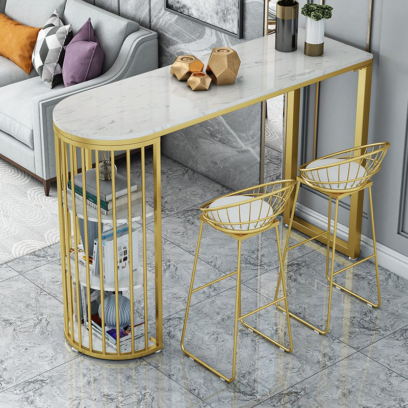 Glam Stone Bar Table Golden Base Storable Table for Living Room Clearhalo 'Bar Furniture' 'Bar Tables' 'bar_tables' 'furn' 'furn_bar_tables' 'Furniture' 'Kitchen & Dining Furniture' 7289296