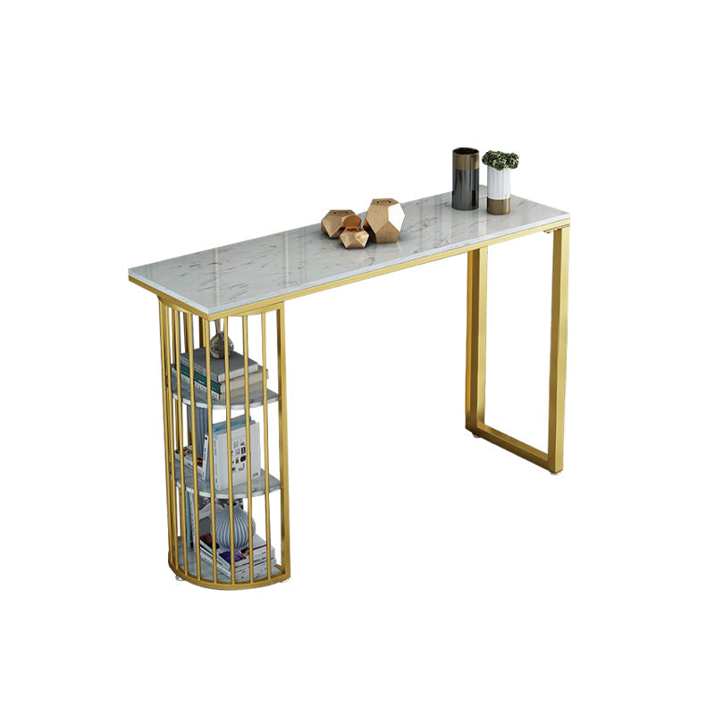 Glam Stone Bar Table Golden Base Storable Table for Living Room Clearhalo 'Bar Furniture' 'Bar Tables' 'bar_tables' 'furn' 'furn_bar_tables' 'Furniture' 'Kitchen & Dining Furniture' 7289297