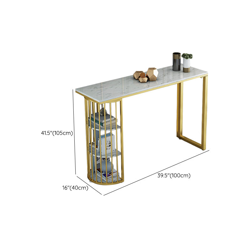 Glam Stone Bar Table Golden Base Storable Table for Living Room Clearhalo 'Bar Furniture' 'Bar Tables' 'bar_tables' 'furn' 'furn_bar_tables' 'Furniture' 'Kitchen & Dining Furniture' 7289301