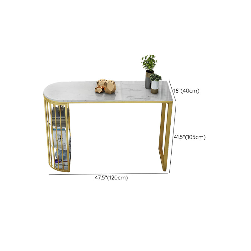 Glam Stone Bar Table Golden Base Storable Table for Living Room Clearhalo 'Bar Furniture' 'Bar Tables' 'bar_tables' 'furn' 'furn_bar_tables' 'Furniture' 'Kitchen & Dining Furniture' 7289302