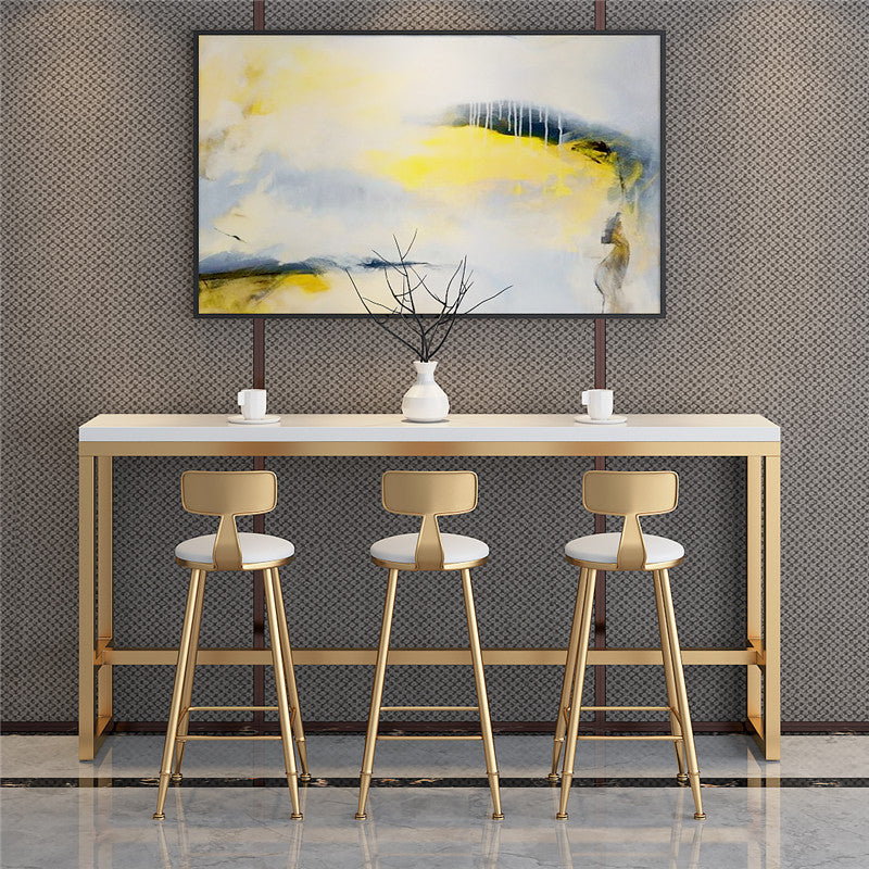 Glam Style Rectangle Bar Table Golden Base for Milk Tea Shop Clearhalo 'Bar Furniture' 'Bar Tables' 'bar_tables' 'furn' 'furn_bar_tables' 'Furniture' 'Kitchen & Dining Furniture' 7289313