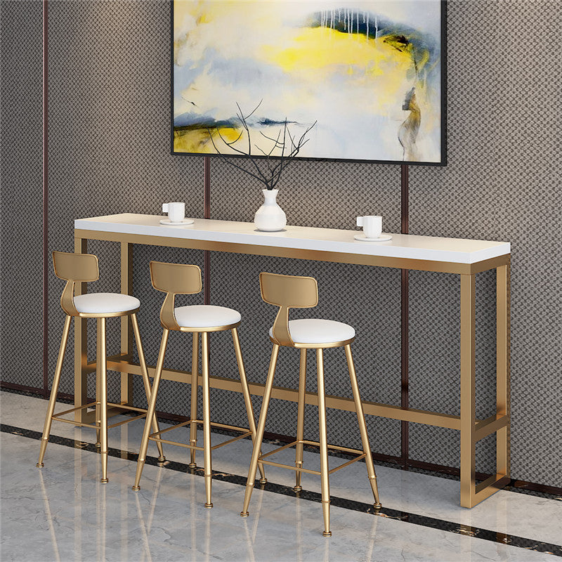 Glam Style Rectangle Bar Table Golden Base for Milk Tea Shop Clearhalo 'Bar Furniture' 'Bar Tables' 'bar_tables' 'furn' 'furn_bar_tables' 'Furniture' 'Kitchen & Dining Furniture' 7289314