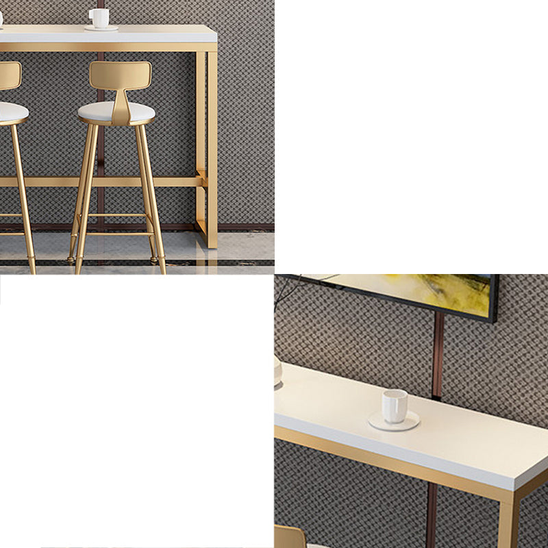 Glam Style Rectangle Bar Table Golden Base for Milk Tea Shop Clearhalo 'Bar Furniture' 'Bar Tables' 'bar_tables' 'furn' 'furn_bar_tables' 'Furniture' 'Kitchen & Dining Furniture' 7289316