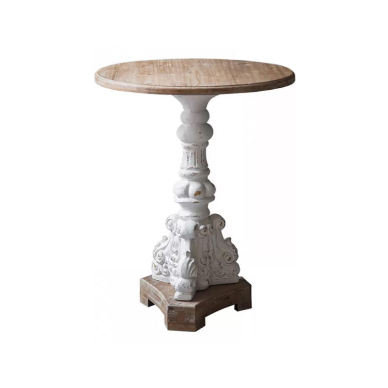 French Country Corner Table Wood Pedestal Round Accent Side Table 26"L x 26"W x 31.5"H 1 Clearhalo 'Coffee & Accent Tables' 'End & Side Tables' 'end_side_tables' 'furn' 'furn_end_side_tables' 'Furniture' 'Living Room Furniture' 7289699