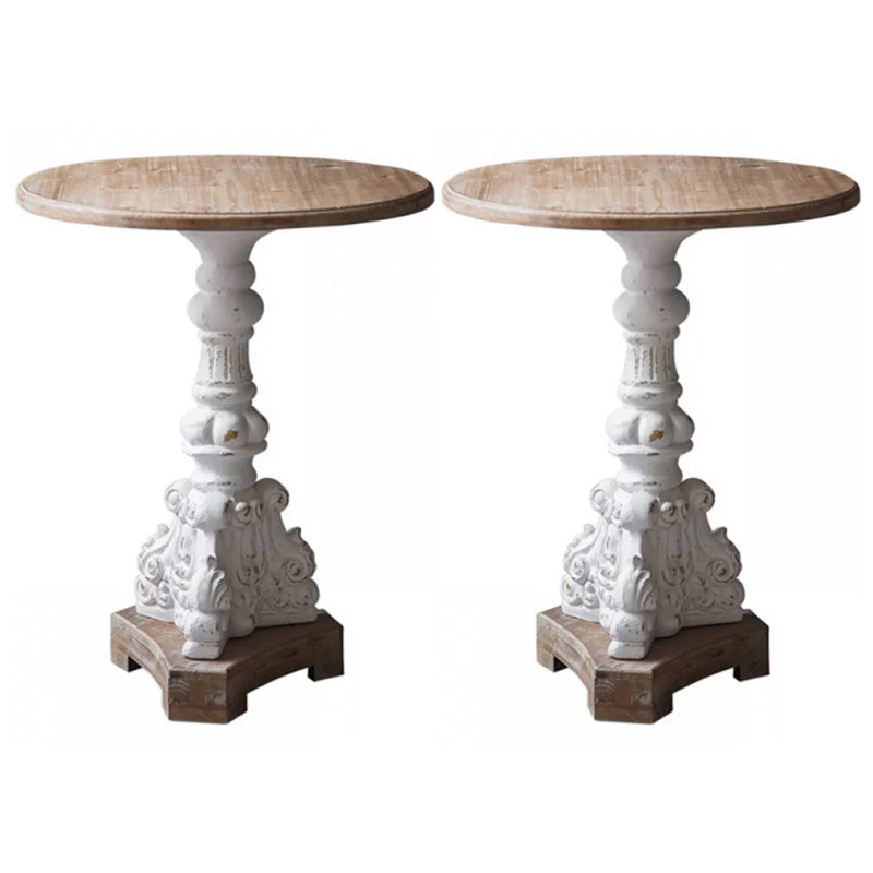 French Country Corner Table Wood Pedestal Round Accent Side Table 22.5"L x 22.5"W x 27.5"H 2 Clearhalo 'Coffee & Accent Tables' 'End & Side Tables' 'end_side_tables' 'furn' 'furn_end_side_tables' 'Furniture' 'Living Room Furniture' 7289704