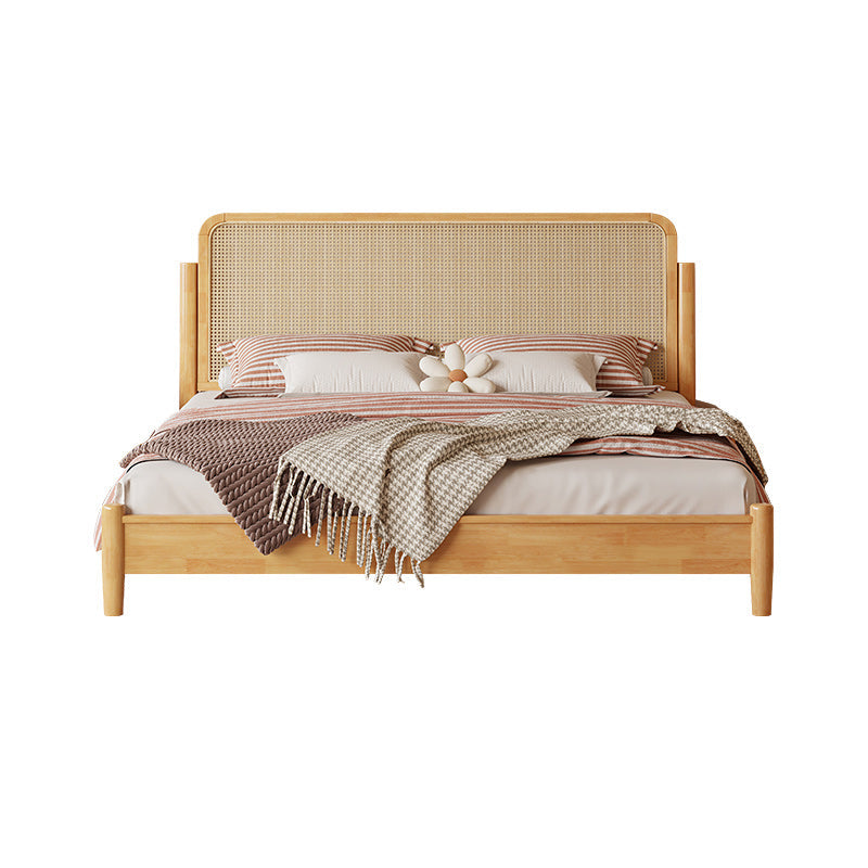 Letto standard rattan a colore solido letto tropicale con testiera