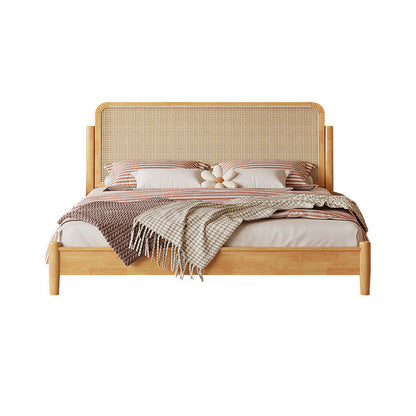 Letto standard rattan a colore solido letto tropicale con testiera