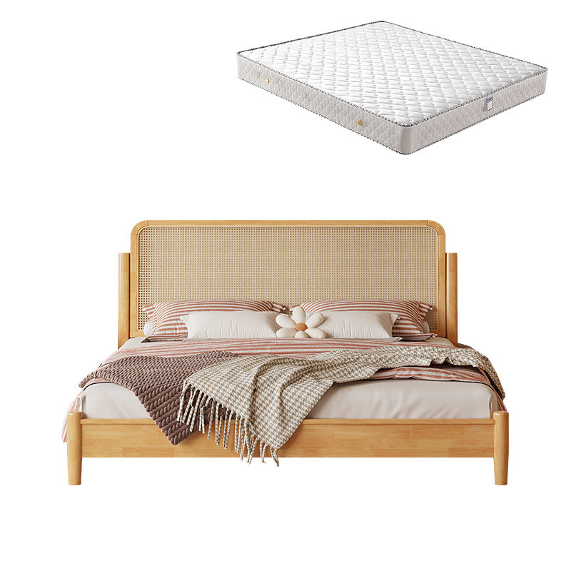 Letto standard rattan a colore solido letto tropicale con testiera