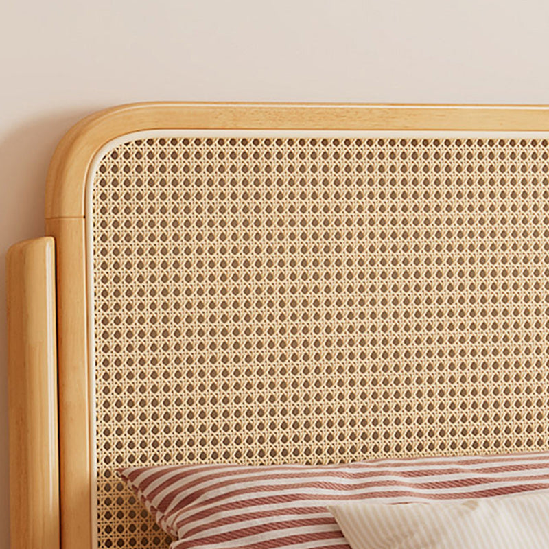 Letto standard rattan a colore solido letto tropicale con testiera