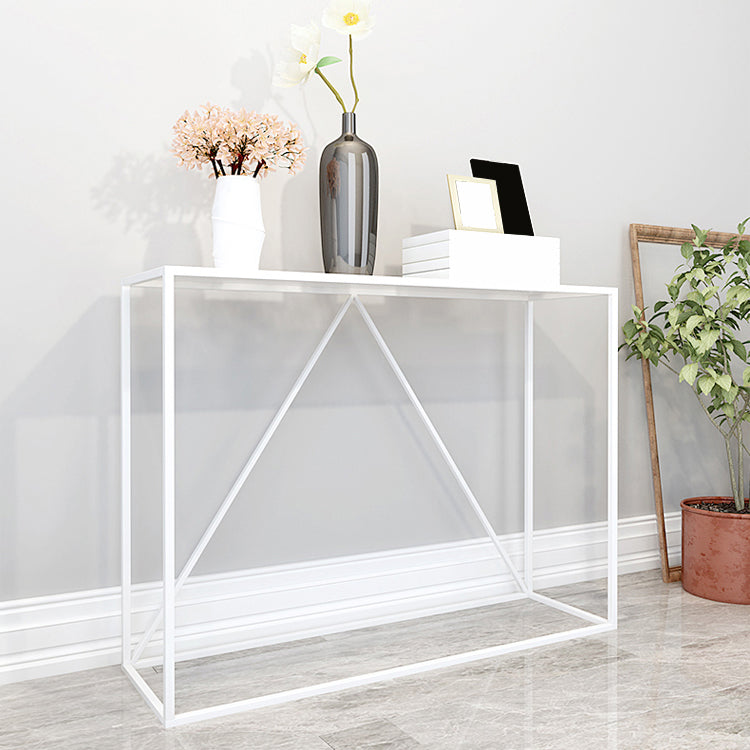 Contemporary Console Table Metal Rectangle Accent Table for Hall White Clearhalo 'Console Tables' 'console_tables' 'Entry & Mudroom Furniture' 'furn' 'furn_console_tables' 'Furniture' 7289804